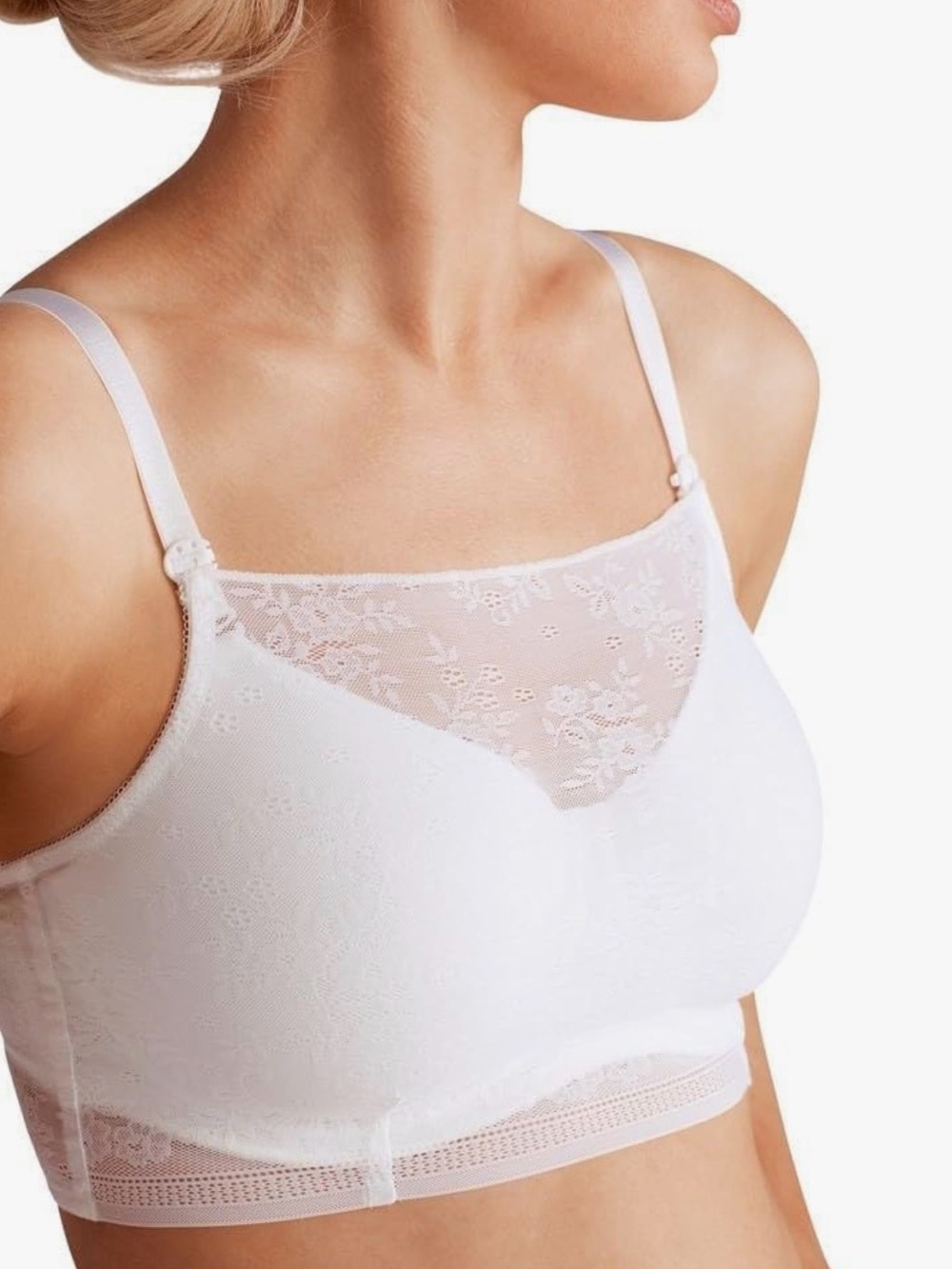 TWO Lace-Accent Wireless Bralette in White and Black
